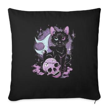 Kawaii Cat Pastel Goth Devilish - Sofa pillowcase 17,3'' x 17,3'' (45 x 45 cm) - black - Front