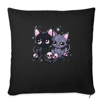 Kawaii Cat Pastel Goth Devilish - Sofa pillowcase 17,3'' x 17,3'' (45 x 45 cm) - black - Front
