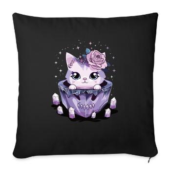 Kawaii Cat Pastel Goth Cute Anime - Sofa pillowcase 17,3'' x 17,3'' (45 x 45 cm) - black - Front