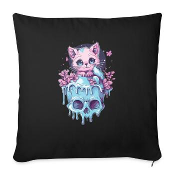 Kawaii Cat Pastel Goth Cute Anime - Sofa pillowcase 17,3'' x 17,3'' (45 x 45 cm) - black - Front