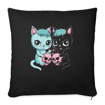 Kawaii Cat Pastel Goth Devilish - Sofa pillowcase 17,3'' x 17,3'' (45 x 45 cm) - black - Front