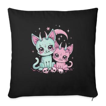 Kawaii Cat Pastel Goth Devilish - Sofa pillowcase 17,3'' x 17,3'' (45 x 45 cm) - black - Front