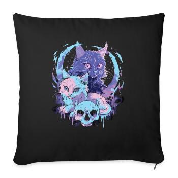 Kawaii Cat Pastel Goth Devilish - Sofa pillowcase 17,3'' x 17,3'' (45 x 45 cm) - black - Front