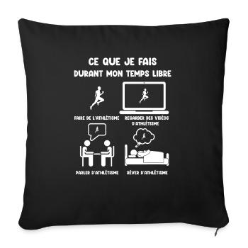 temps libre athlétisme courir humour drôle - Housse de coussin décorative 45 x 45 cm - noir - Devant