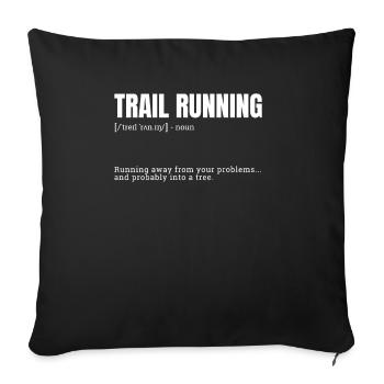 Drôle de course sur sentier Courir dans un arbre - Housse de coussin décorative 45 x 45 cm - noir - Devant