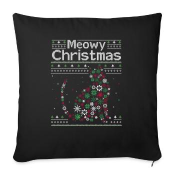 Mignon Amoureux des Chats Père Noël Chapeau Noël - Meowy Catmas Cat - Housse de coussin décorative 45 x 45 cm - noir - Devant