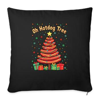Hot Dog Weihnachtsbaum ugly Weihnachts Weihnachten - Sofakissenbezug 45 x 45 cm - Schwarz - Vorne
