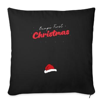 First Christmas Bump - Funny Baby Pregnancy - Sofa pillowcase 17,3'' x 17,3'' (45 x 45 cm) - black - Front