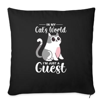 Funny cat saying - Sofa pillowcase 17,3'' x 17,3'' (45 x 45 cm) - black - Front