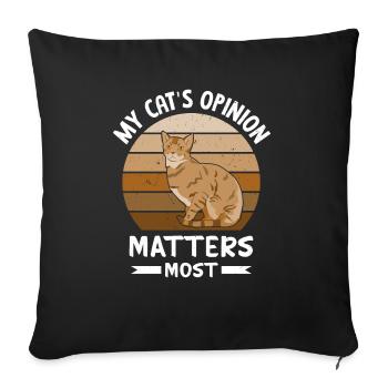 Funny cat saying - Sofa pillowcase 17,3'' x 17,3'' (45 x 45 cm) - black - Front