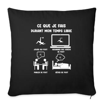 Free time football funny humor - Sofa pillowcase 17,3'' x 17,3'' (45 x 45 cm) - black - Front