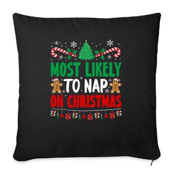 Most Likely To Nap On Christmas Sleep Holiday - Sofa pillowcase 17,3'' x 17,3'' (45 x 45 cm) - black - Front