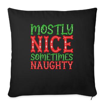 Mostly Nice Sometimes Naughty Christmas Spirit - Sofakissenbezug 45 x 45 cm - Schwarz - Vorne