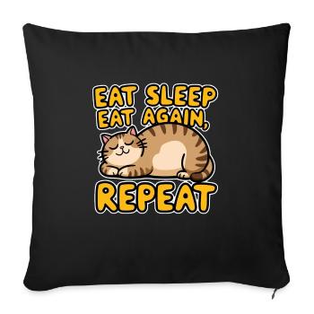 Cat Eats, Eats Still And Sleeps - Kitten Humor - Sofa pillowcase 17,3'' x 17,3'' (45 x 45 cm) - black - Front