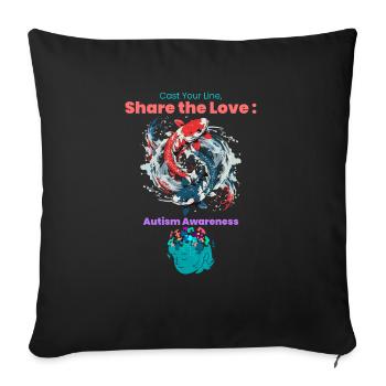 Lancez votre ligne, partagez l’amour, la sensibilisation à l’autisme - Housse de coussin décorative 45 x 45 cm - noir - Devant