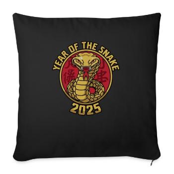 Chinese Year 2025 Year of the Snake - Sofa pillowcase 17,3'' x 17,3'' (45 x 45 cm) - black - Front