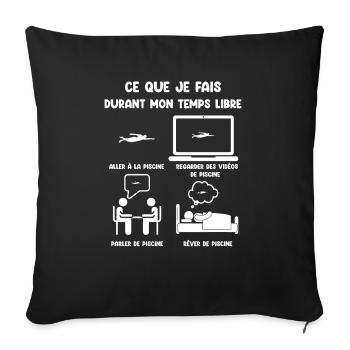 Free time swimming pool funny humor - Sofa pillowcase 17,3'' x 17,3'' (45 x 45 cm) - black - Front