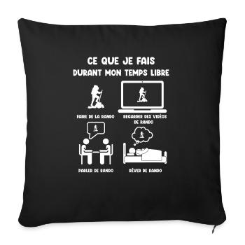 Free time hiking funny humor - Sofa pillowcase 17,3'' x 17,3'' (45 x 45 cm) - black - Front