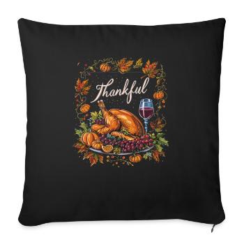 Dankbares Gobble Wobble Thanksgiving - Sofakissenbezug 45 x 45 cm - Schwarz - Vorne