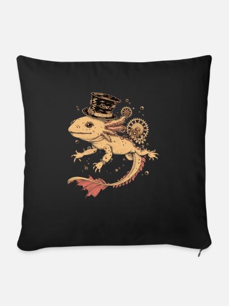 Steampunk Axolotl - Sofakissenbezug 45 x 45 cm - Schwarz