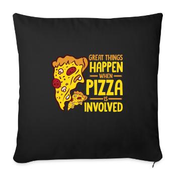 Funny pizza saying - Sofa pillowcase 17,3'' x 17,3'' (45 x 45 cm) - black - Front
