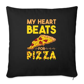 Funny pizza saying - Sofa pillowcase 17,3'' x 17,3'' (45 x 45 cm) - black - Front