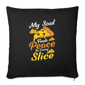 Funny pizza saying - Sofa pillowcase 17,3'' x 17,3'' (45 x 45 cm) - black - Front