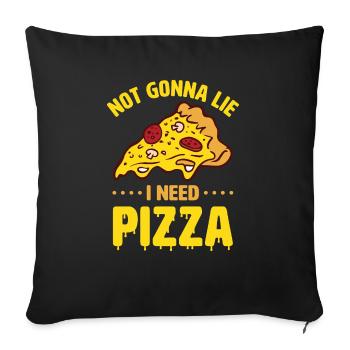 Funny pizza saying - Sofa pillowcase 17,3'' x 17,3'' (45 x 45 cm) - black - Front