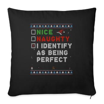 nice nau Nice Méchant Je m’identifie comme étant parfait - Housse de coussin décorative 45 x 45 cm - noir - Devant