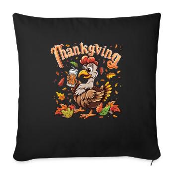 Grateful Gobble Wobble Thanksgiving - Sofa pillowcase 17,3'' x 17,3'' (45 x 45 cm) - black - Front