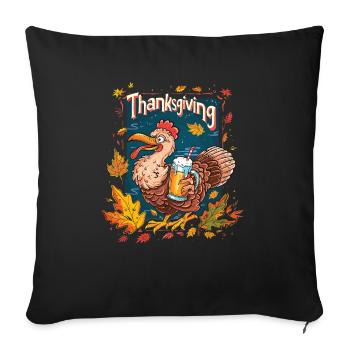 Grateful Gobble Wobble Thanksgiving - Sofa pillowcase 17,3'' x 17,3'' (45 x 45 cm) - black - Front