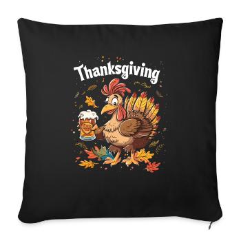 Grateful Gobble Wobble Thanksgiving - Sofa pillowcase 17,3'' x 17,3'' (45 x 45 cm) - black - Front