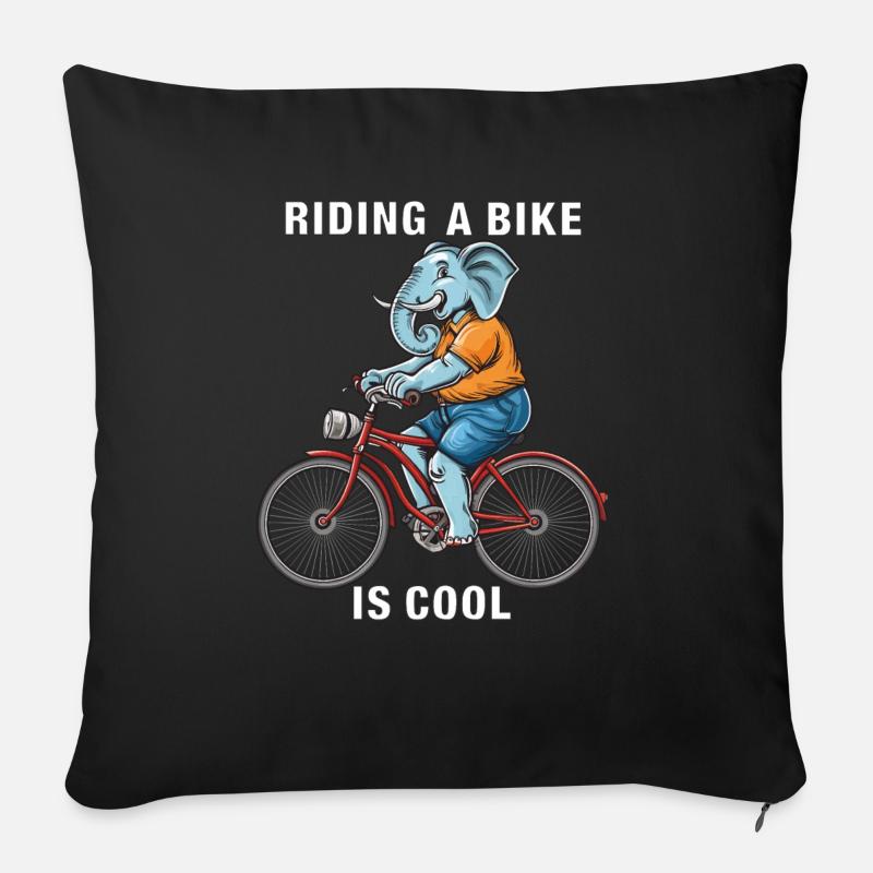 VÉLO ÉLÉPHANT FAIRE DU VÉLO, C’EST COOL - Housse de coussin décorative 45 x 45 cm - noir