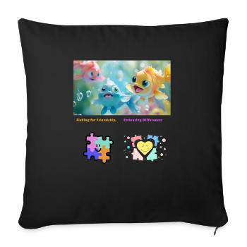Pêcher l’amitié Accepter les différences - Housse de coussin décorative 45 x 45 cm - noir - Devant