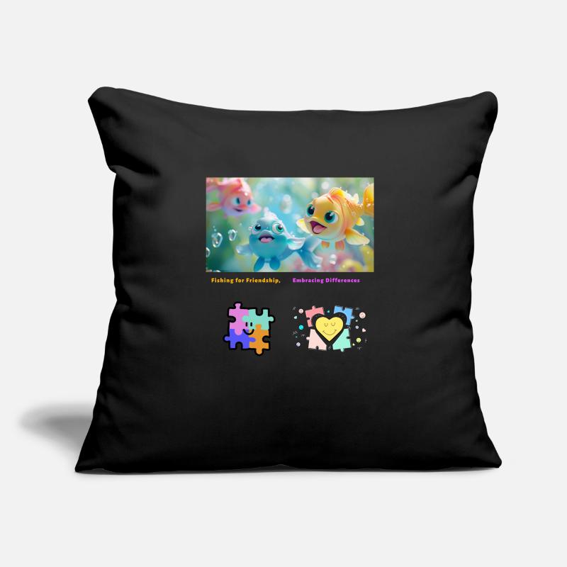 Pêcher l’amitié Accepter les différences Housse de coussin décorative 45 x 45 cm