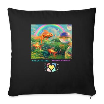 Pêcher l’amitié Accepter les différences - Housse de coussin décorative 45 x 45 cm - noir - Devant