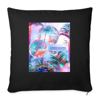 Pêcher l’amitié Accepter les différences - Housse de coussin décorative 45 x 45 cm - noir - Devant