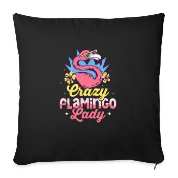 Crazy Flamingo Lady Cute Pink Bird - Sofa pillowcase 17,3'' x 17,3'' (45 x 45 cm) - black - Front