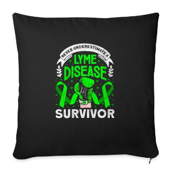 Wear Green Lyme Disease Awareness - Sofa pillowcase 17,3'' x 17,3'' (45 x 45 cm) - black - Front