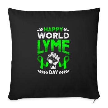 Wear Green Lyme Disease Awareness - Sofa pillowcase 17,3'' x 17,3'' (45 x 45 cm) - black - Front