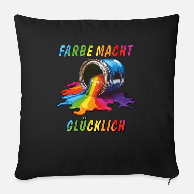FARBDOSE FARBE MACHT GLÜCKLICH - Sofakissenbezug 45 x 45 cm - Schwarz