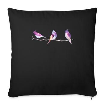Watercolor Birds on Branch Watercolor Birds on - Sofa pillowcase 17,3'' x 17,3'' (45 x 45 cm) - black - Front