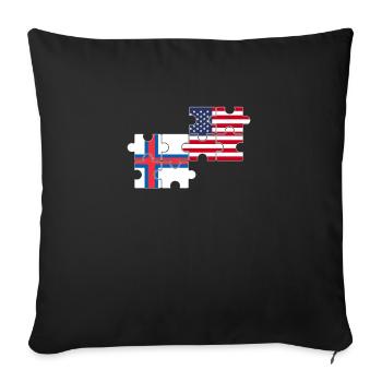 Faroe Islands USA Flag American Faroese - Sofa pillowcase 17,3'' x 17,3'' (45 x 45 cm) - black - Front