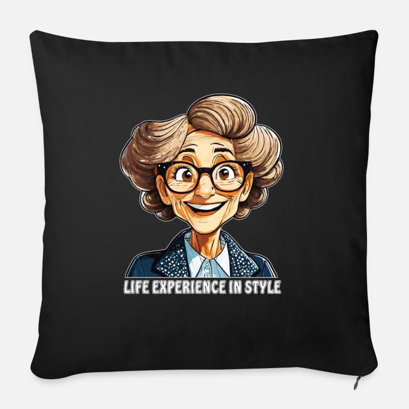 FEMME MÛRE EXPÉRIENCE DE VIE DANS LE STYLE - Housse de coussin décorative 45 x 45 cm - noir