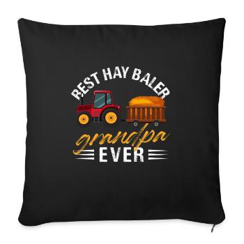 Meilleur fermier de balles de foin Grand-père de tous les temps - Housse de coussin décorative 45 x 45 cm - noir - Devant