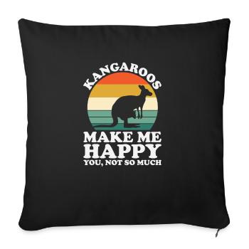 Kangaroos Make Me Happy Funny Kangaroo - Sofa pillowcase 17,3'' x 17,3'' (45 x 45 cm) - black - Front