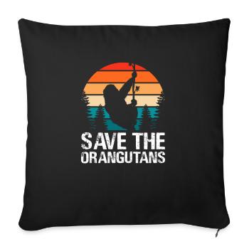 Save The Orangutans - Retro Orangutan - Sofa pillowcase 17,3'' x 17,3'' (45 x 45 cm) - black - Front