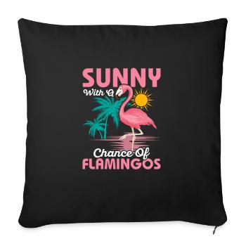 Ensoleillé Avec Une Chance De Flamants Roses Oiseau Rose Mignon - Housse de coussin décorative 45 x 45 cm - noir - Devant