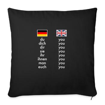 Anglais Allemand Apprentissage de la grammaire Professeurs drôles - Housse de coussin décorative 45 x 45 cm - noir - Devant