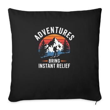 Les aventures apportent une détente immédiate Randonnée - Housse de coussin décorative 45 x 45 cm - noir - Devant
